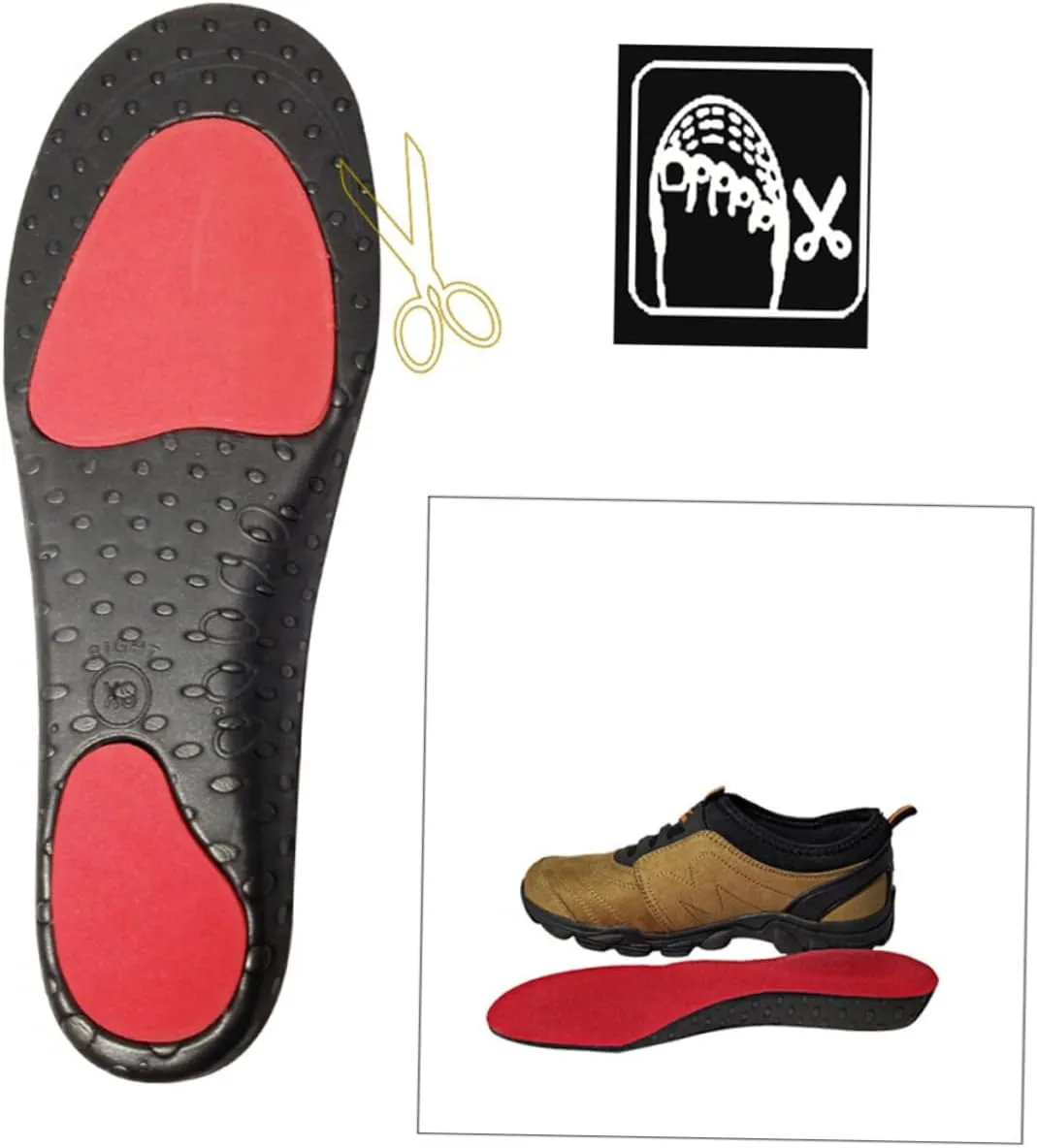 1 Pair Shoes Pad for Flatfoot Shoe Inserts Over-Pronation Insole Flat Foot Insoles Shoe Pads Arch Pad Orthopedic Insole Arch Support Insole Red Fasciitis Sports Shoes Men and Women/2744