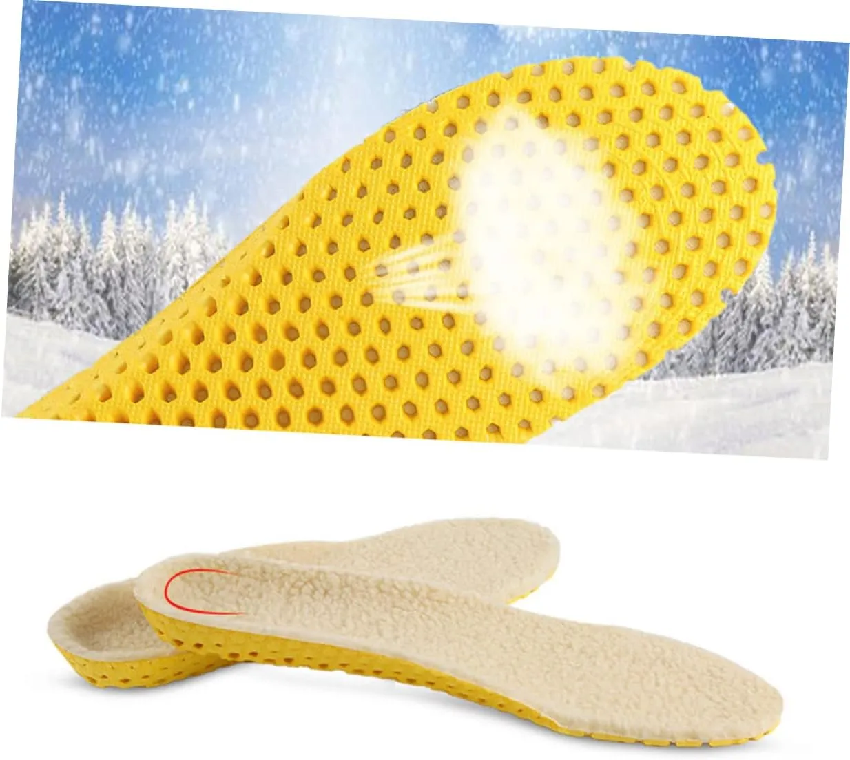 2 Pair Warm Insoles Soft Slippers Breathable Shoes Insert Insoles for Plantar Fasciitis Orthopedic Winter Insoles Cozy Shoe Inserts Arch Support Insoles Arch of Foot Running Shoes/2716