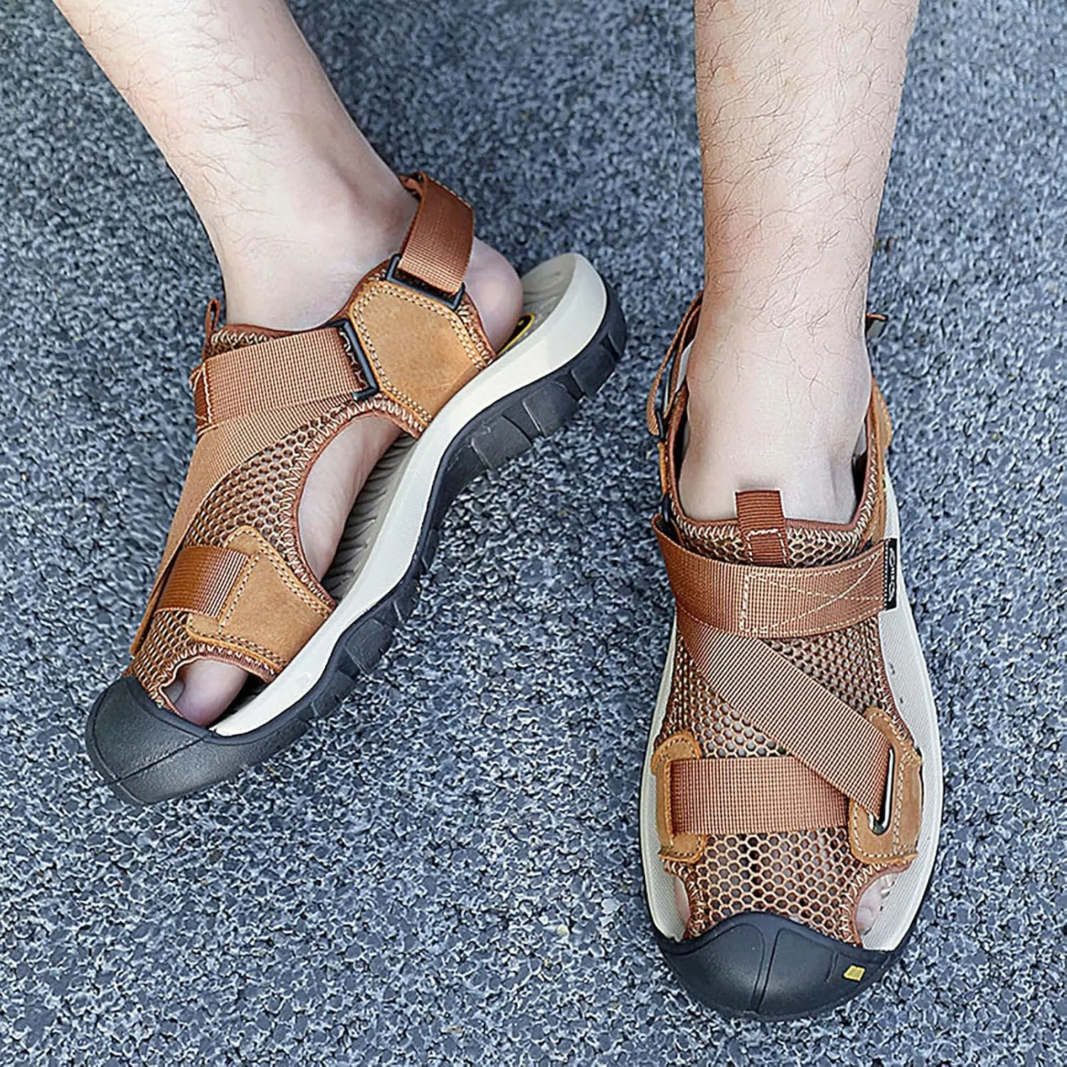 2025 New Andals Men's Breathable Sports Outdoor Beach Shoes Slip Hollow Cowhide Men's Shoes Man Sandal