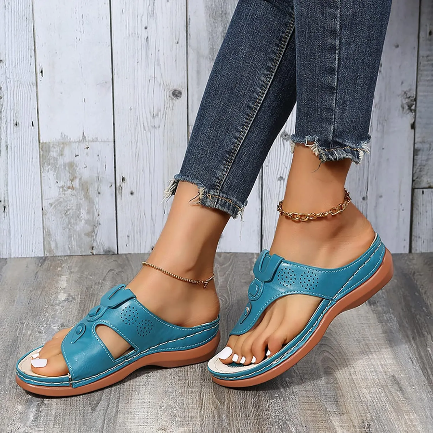 Adjustable Orthopedic Sandals Women Arch Support Flip Flops Summer Casual Walking Shoes Non Slip Beach Outdoor Thick Cushion