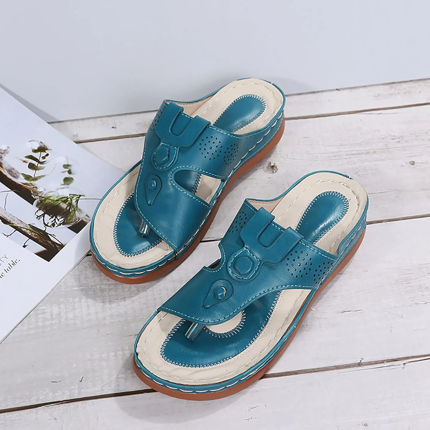 Adjustable Orthopedic Sandals Women Arch Support Flip Flops Summer Casual Walking Shoes Non Slip Beach Outdoor Thick Cushion