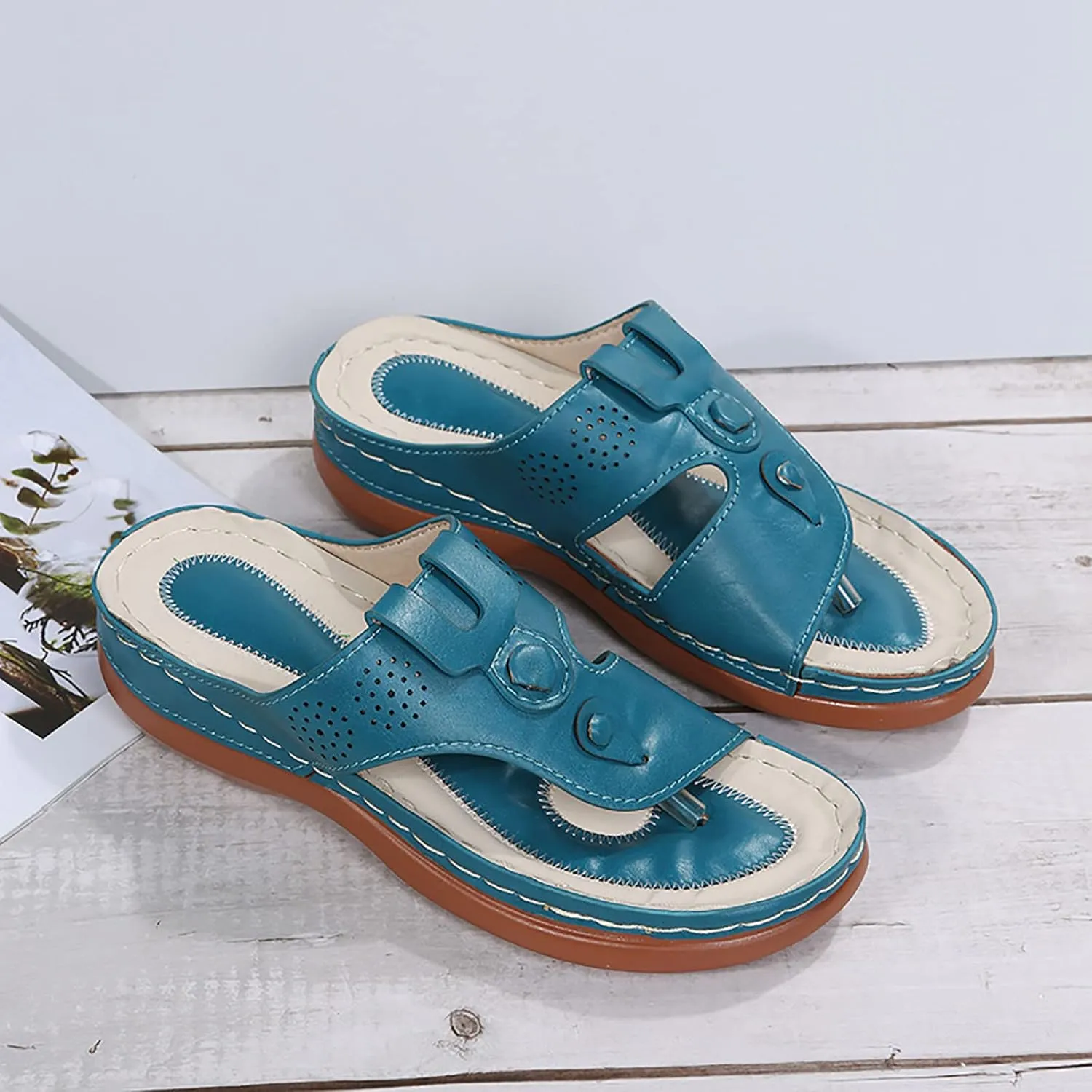 Adjustable Orthopedic Sandals Women Arch Support Flip Flops Summer Casual Walking Shoes Non Slip Beach Outdoor Thick Cushion