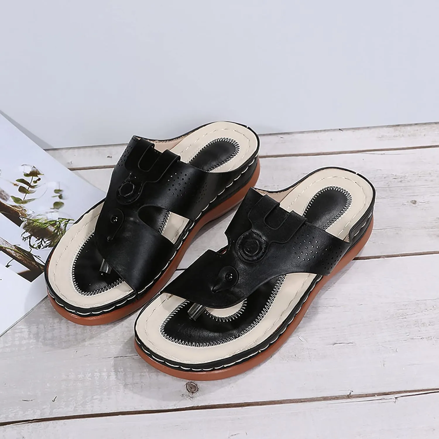 Adjustable Orthopedic Sandals Women Arch Support Flip Flops Summer Casual Walking Shoes Non Slip Beach Outdoor Thick Cushion