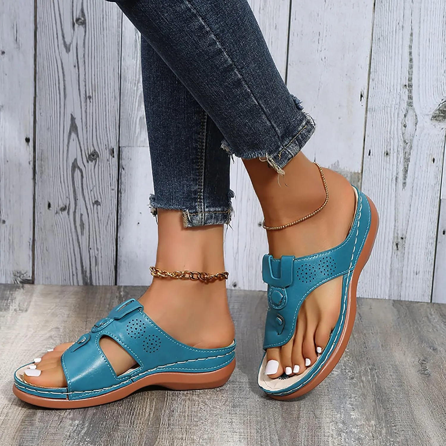 Adjustable Orthopedic Sandals Women Arch Support Flip Flops Summer Casual Walking Shoes Non Slip Beach Outdoor Thick Cushion