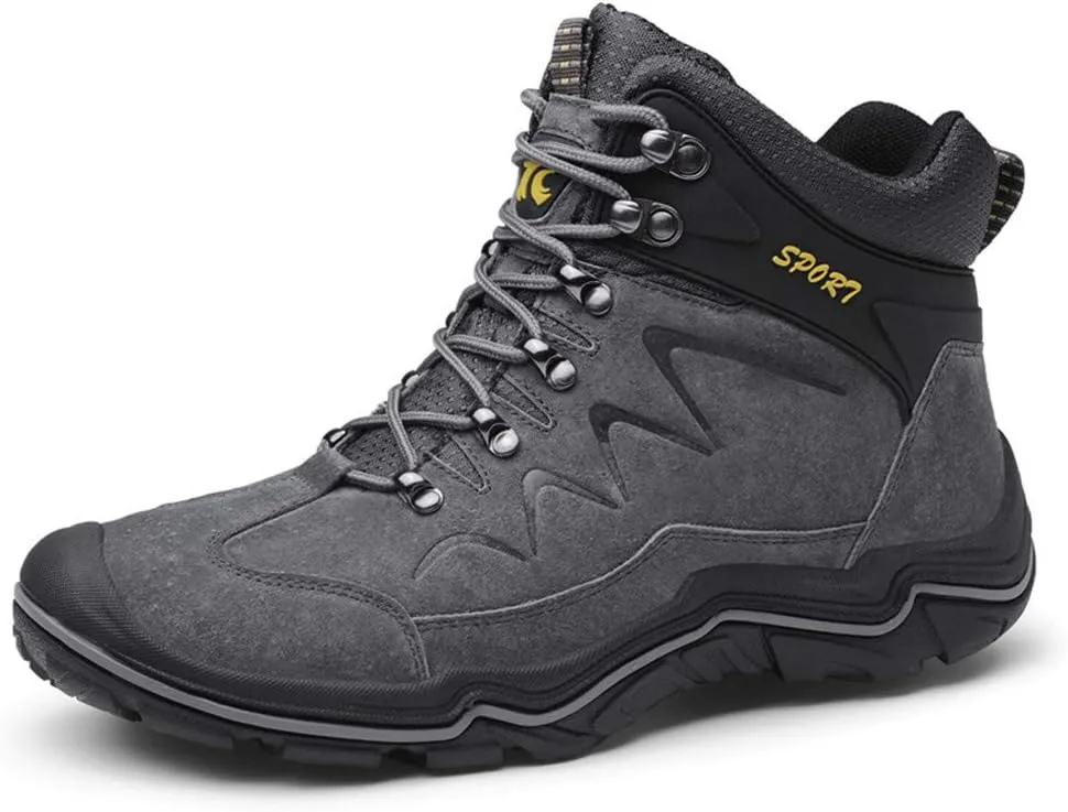 ailishabroy High Top Sneakers For Men Winter Warm Climbing Hiking Shoe Lace Up Ankle Boots