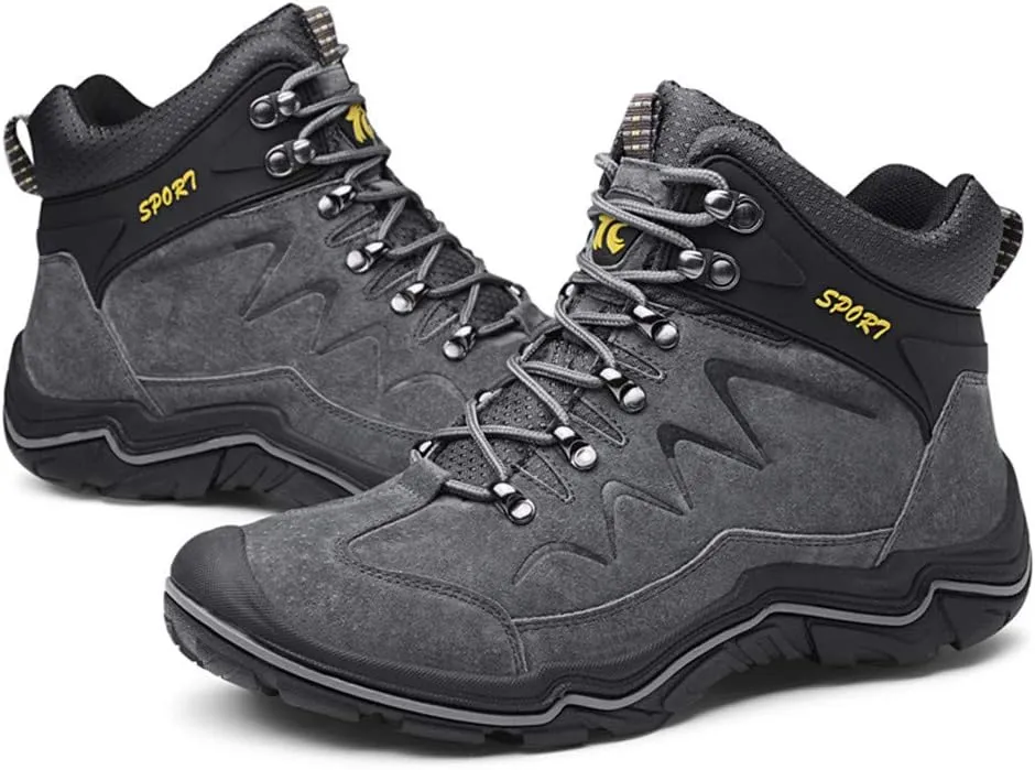 ailishabroy High Top Sneakers For Men Winter Warm Climbing Hiking Shoe Lace Up Ankle Boots