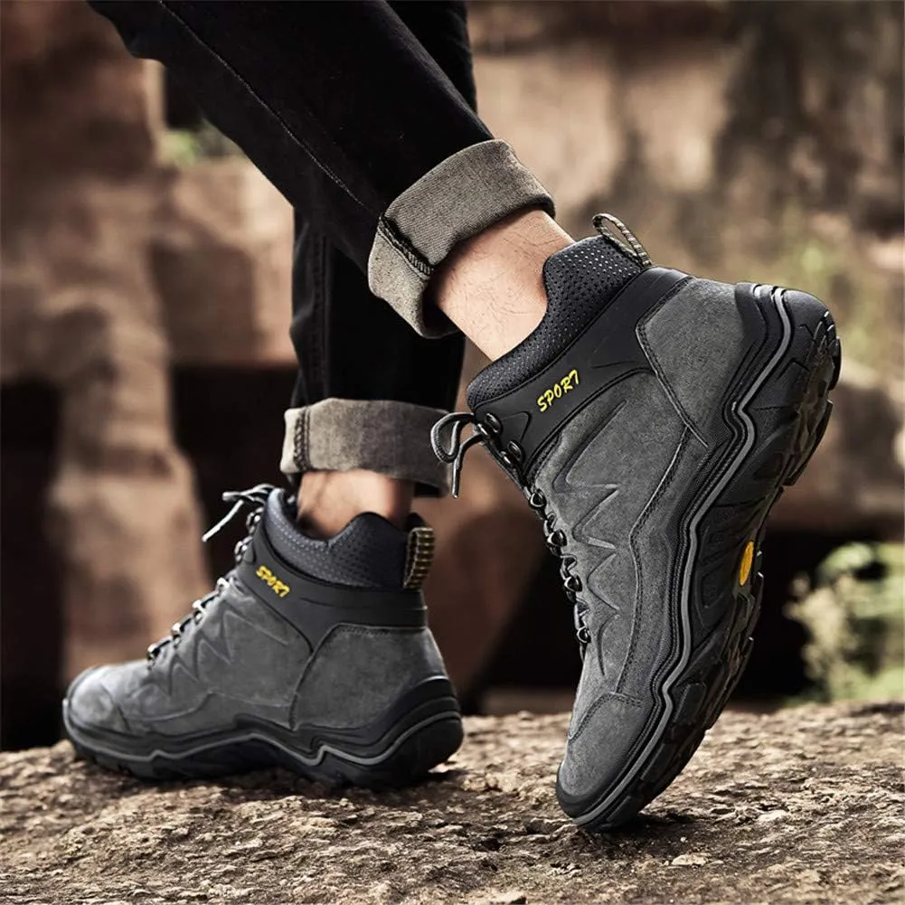 ailishabroy High Top Sneakers For Men Winter Warm Climbing Hiking Shoe Lace Up Ankle Boots
