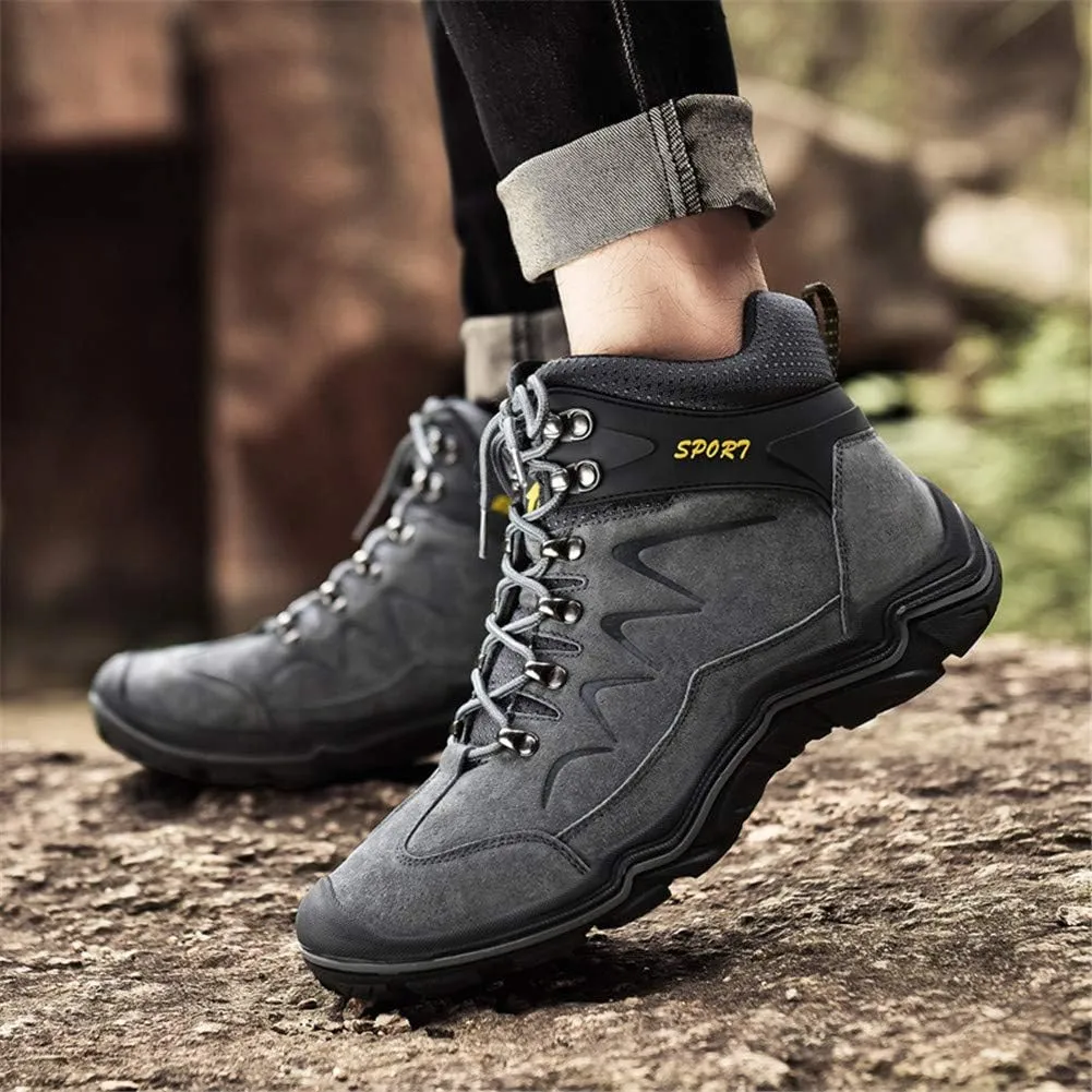 ailishabroy High Top Sneakers For Men Winter Warm Climbing Hiking Shoe Lace Up Ankle Boots