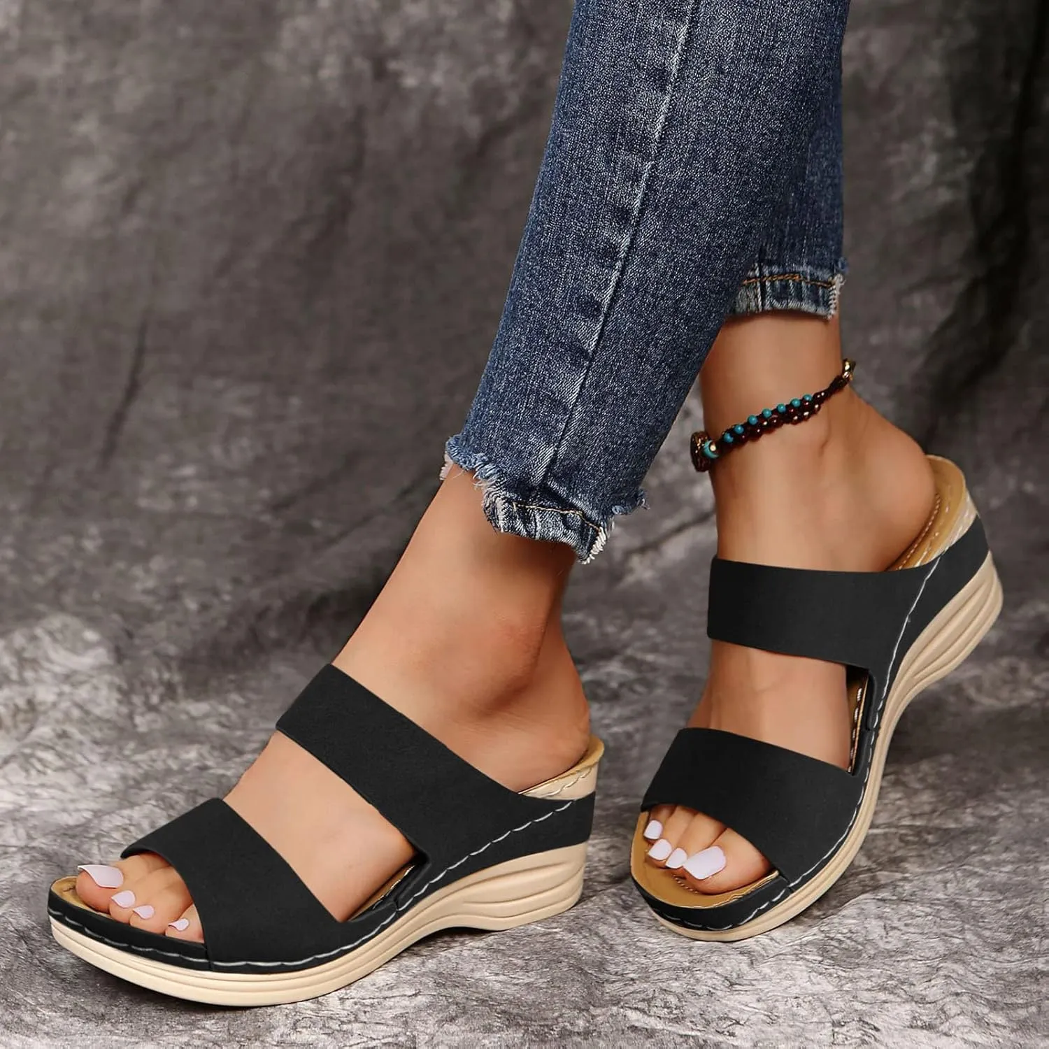 Arch Support Orthopedic Sandals for Women Comfortable Walking Shoes Lightweight Adjustable Straps Summer Beach Casual Outdoor Recovery Slides