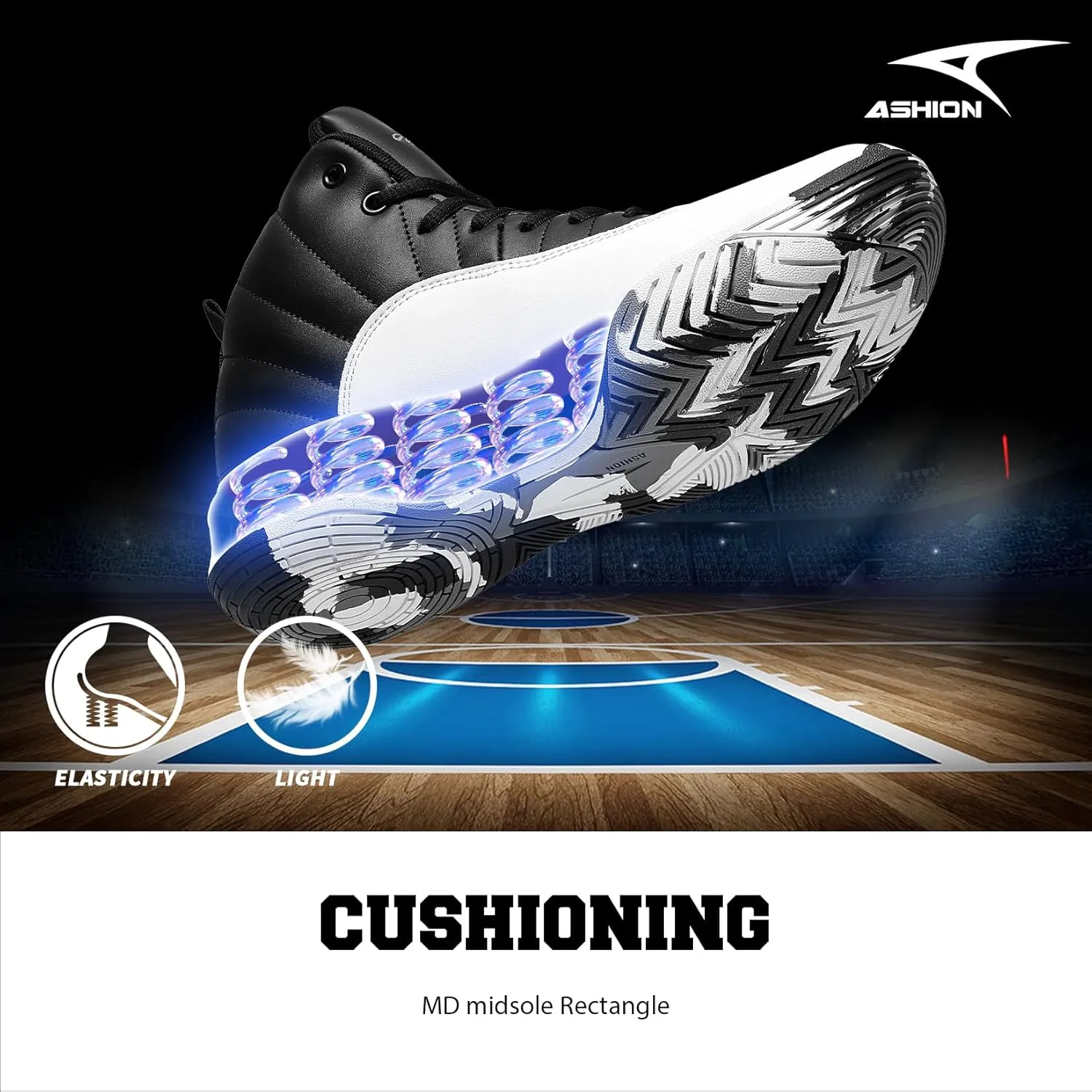 ASHION Unisex Kids Basketball Shoes Boys Air High Top Sneakers Girls Breathable Non-Slip Athletic Shoes Little Kid/Big Kid