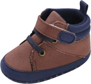 Baby Boys Girls High Top Shoes Soft Soles Non Slip Infant Ankle Shoes Toddler Prewalker First Walking Crib Shoes (Brown, 12)