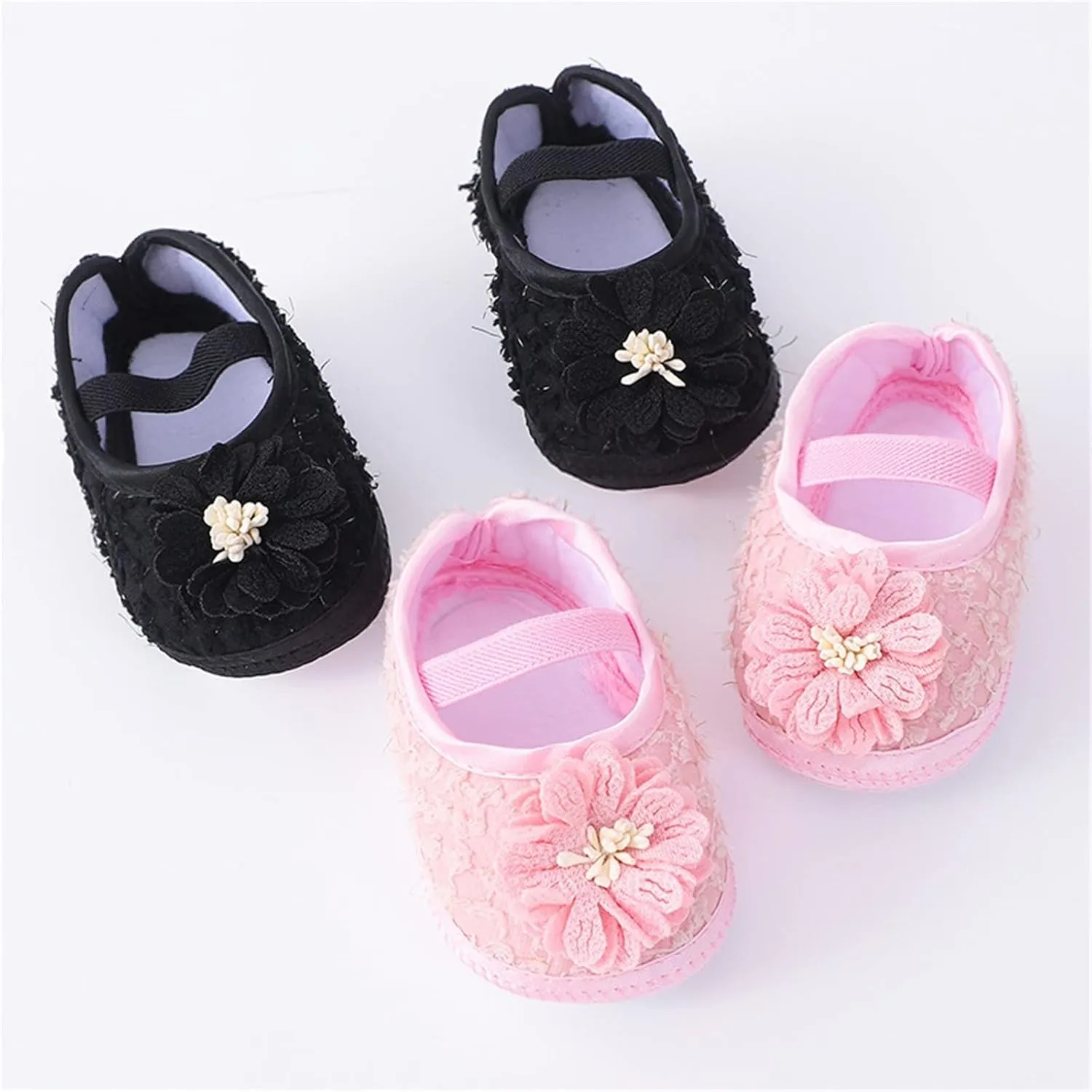 Baby Shoes Fashion Soft Sole Toddler Shoes Pearl Dress Flower Princess Shoes Toddler Shoes Black Ballet Shoes for Girls (Pink, 3.5 Infant)