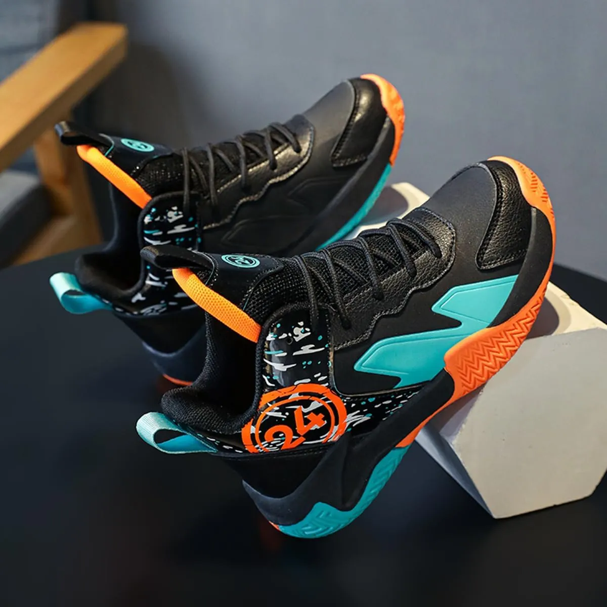 Boys and Kids Basketball Shoes Lightweight Fashion Sneakers Non Slip Sports Basketball Shoes