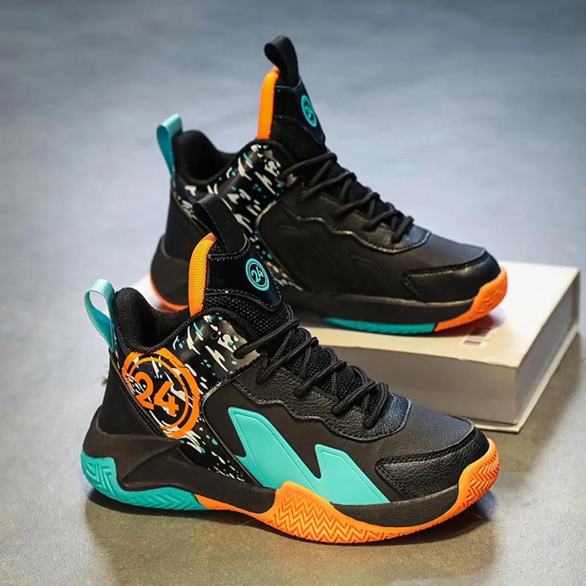 Boys and Kids Basketball Shoes Lightweight Fashion Sneakers Non Slip Sports Basketball Shoes