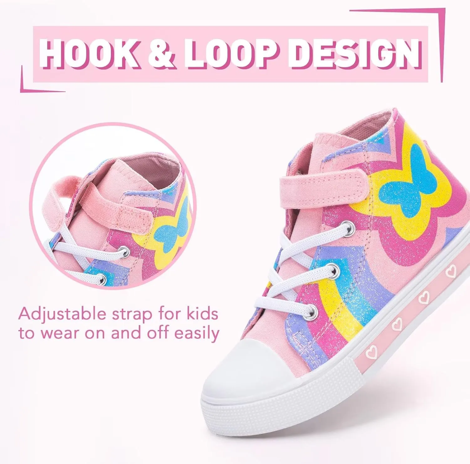 Boys Girls Light up Sneakers Kids High Top Flashing Canvas Shoes Toddler Casual Easy Fasten Walking Sneaker