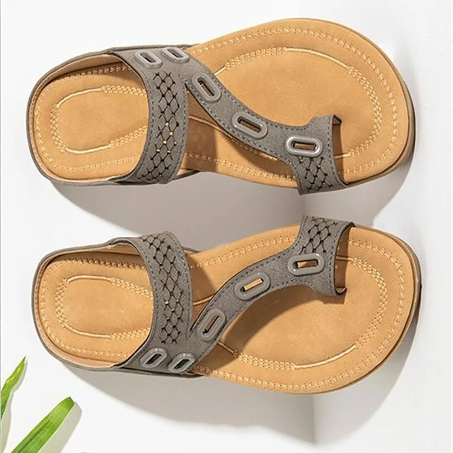 Casual Walking Sandals Women Open Toe Elastic Strap Rhinestone Slip On Flat Comfortable Orthopedic Arch Support Summer Shoes Non Slip