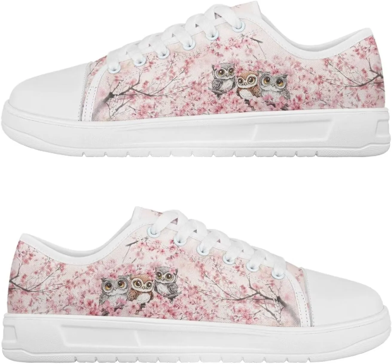 Cherry Blossoms Canvas Shoes for Women Classic Low Top Sneakers Fashion Slip on Work Shoes for Daily Walks