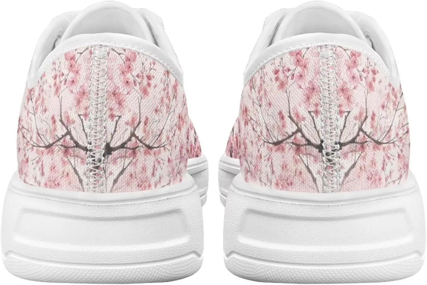 Cherry Blossoms Canvas Shoes for Women Classic Low Top Sneakers Fashion Slip on Work Shoes for Daily Walks