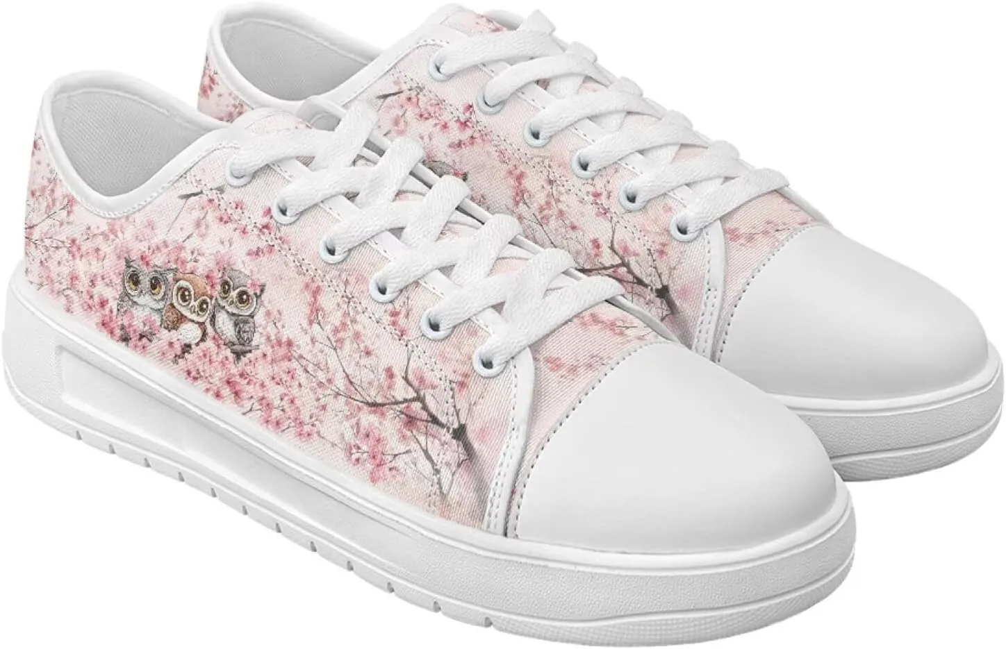 Cherry Blossoms Canvas Shoes for Women Classic Low Top Sneakers Fashion Slip on Work Shoes for Daily Walks