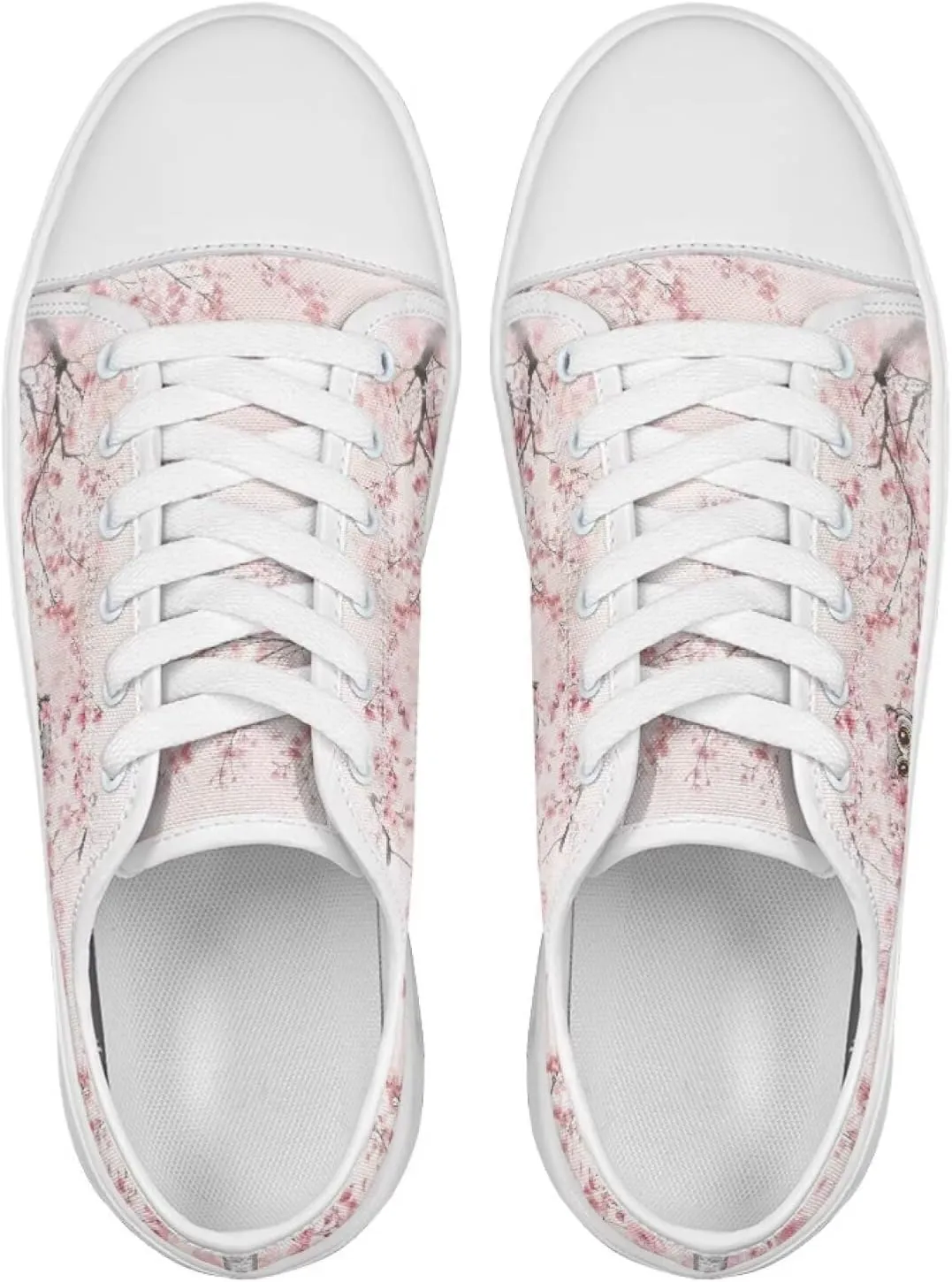Cherry Blossoms Canvas Shoes for Women Classic Low Top Sneakers Fashion Slip on Work Shoes for Daily Walks