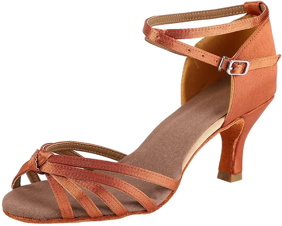 Comfortable Latin Dance Shoes Quality Ballroom Shoes Women Color Size Dark Brown Light Brown