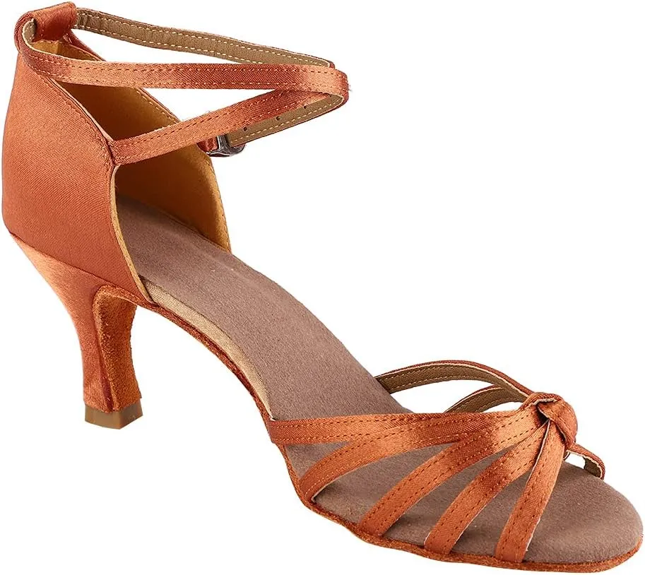 Comfortable Latin Dance Shoes Quality Ballroom Shoes Women Color Size Dark Brown Light Brown