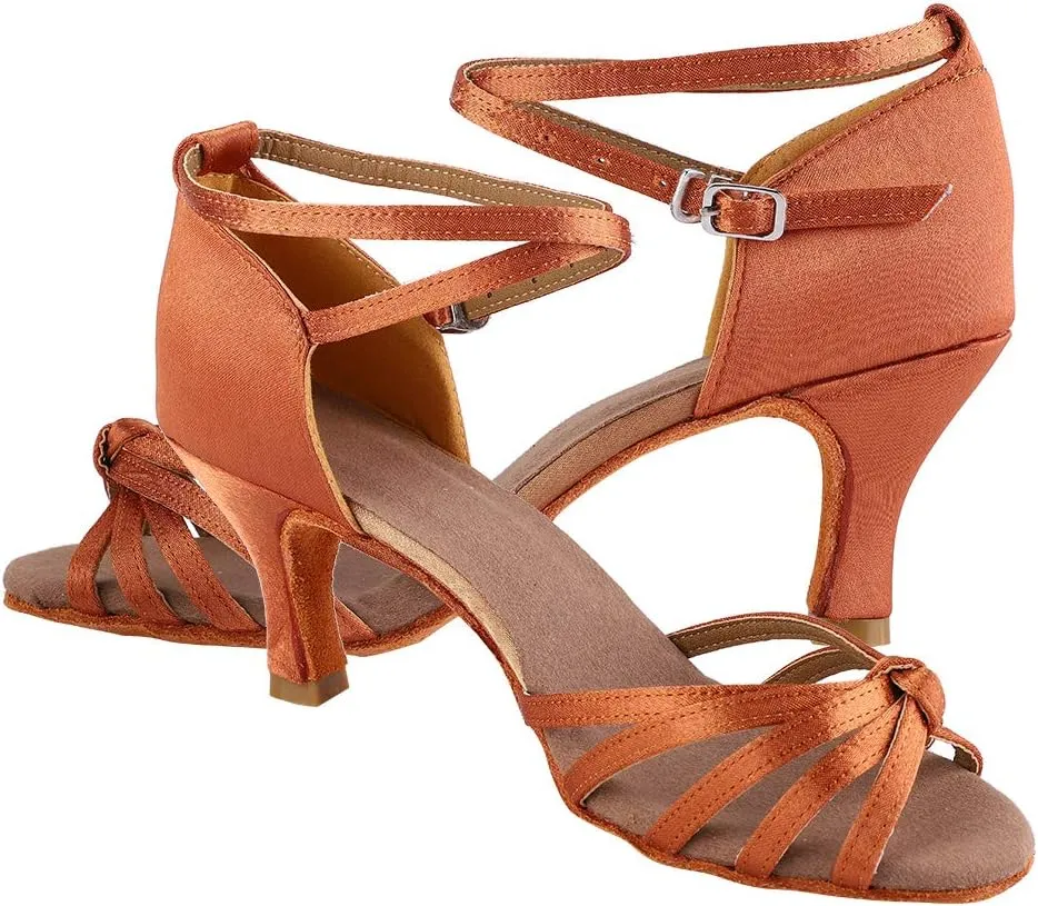 Comfortable Latin Dance Shoes Quality Ballroom Shoes Women Color Size Dark Brown Light Brown