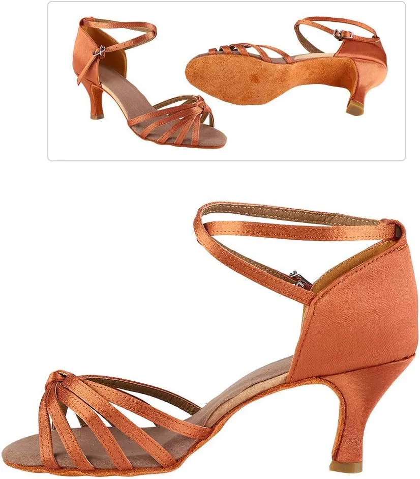 Comfortable Latin Dance Shoes Quality Ballroom Shoes Women Color Size Dark Brown Light Brown