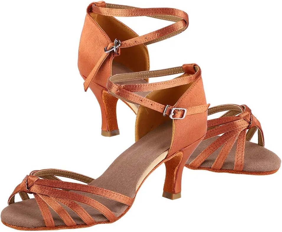 Comfortable Latin Dance Shoes Quality Ballroom Shoes Women Color Size Dark Brown Light Brown