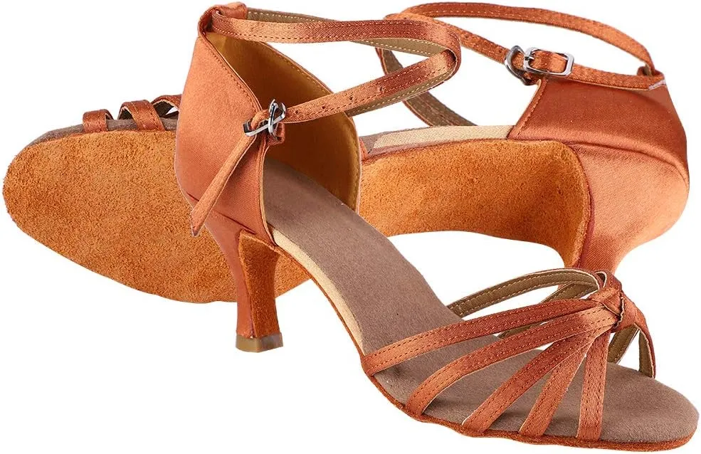 Comfortable Latin Dance Shoes Quality Ballroom Shoes Women Color Size Dark Brown Light Brown