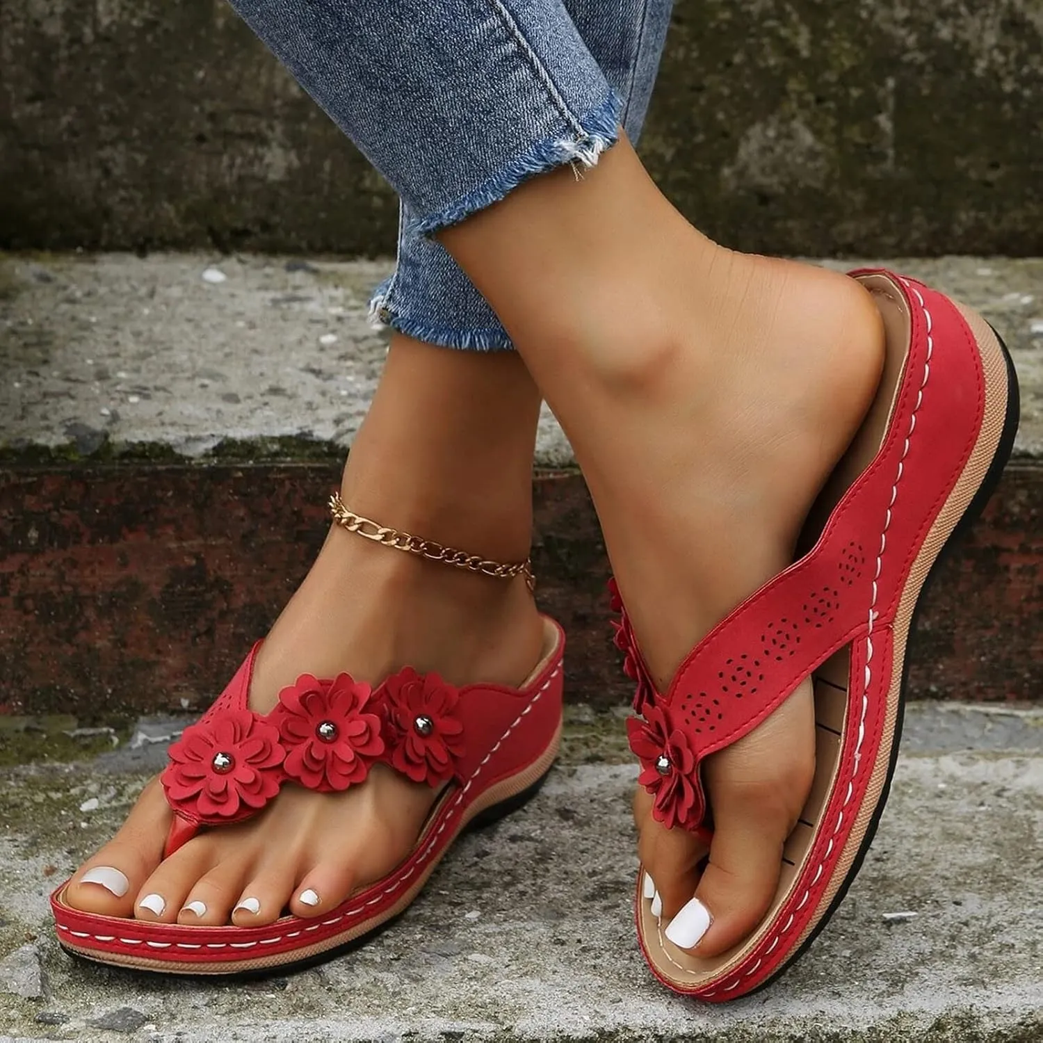 Comfortable Orthopedic Sandals Women Dressy Wedge Summer Walking Platform Footwear Casual Flip Flops Arch Support Open Toe