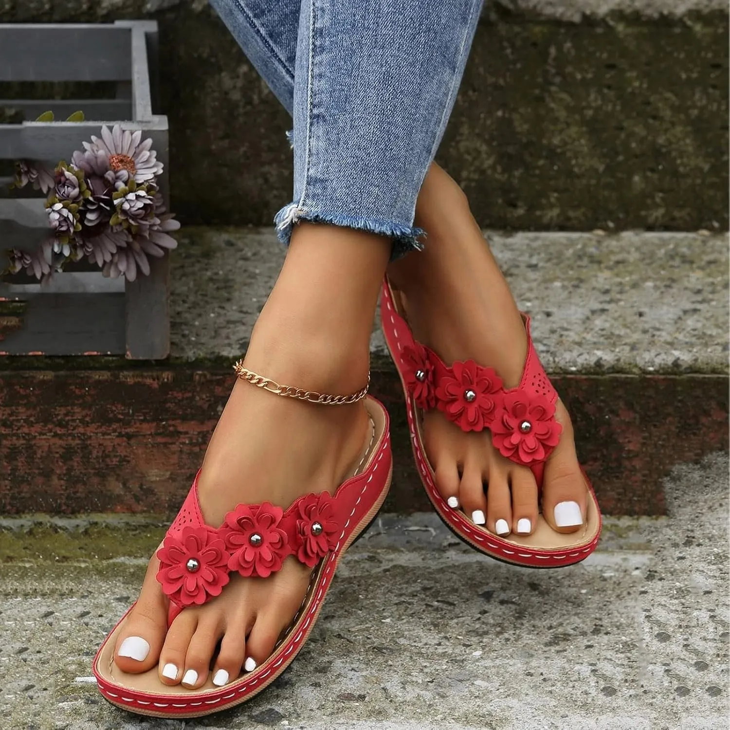 Comfortable Orthopedic Sandals Women Dressy Wedge Summer Walking Platform Footwear Casual Flip Flops Arch Support Open Toe