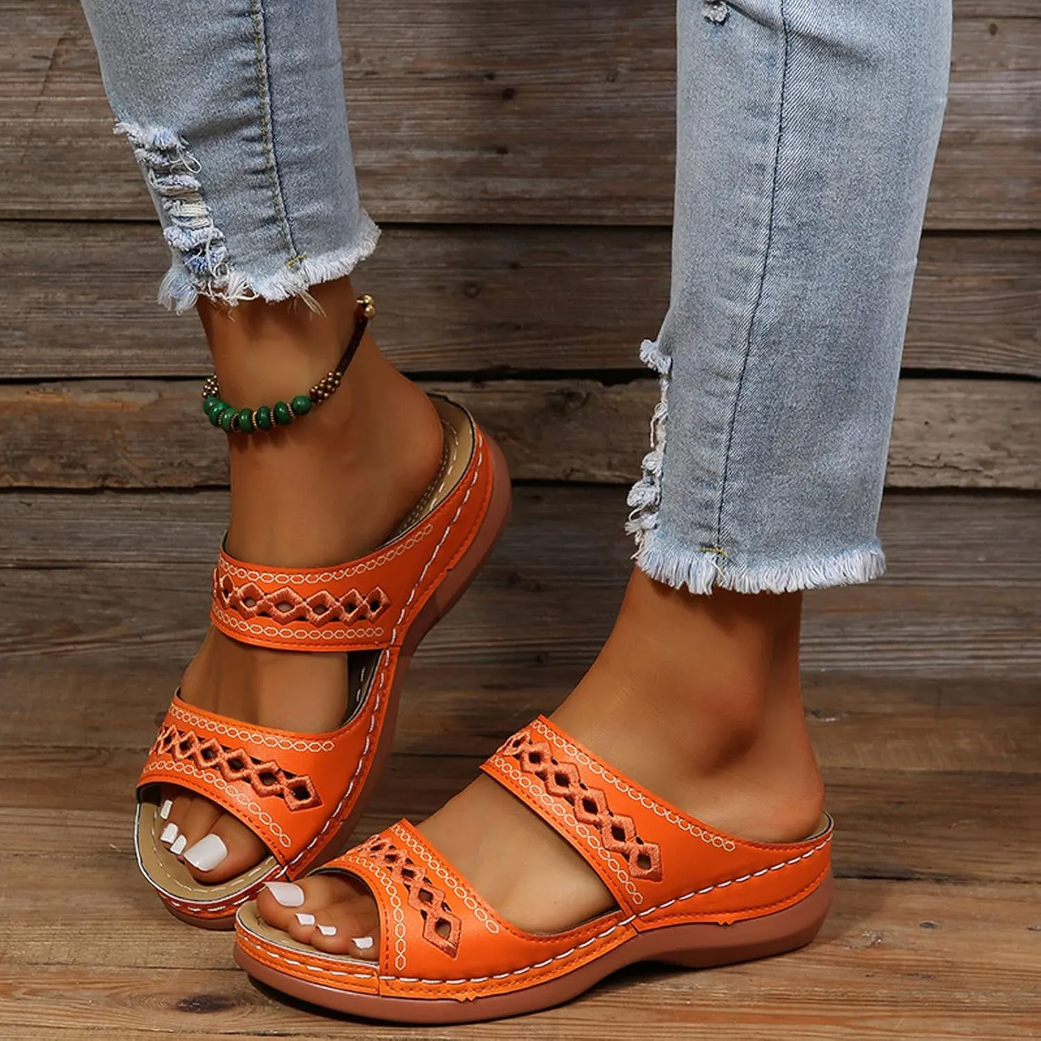 Eduavar Sandals for Women Dressy Summer, Womens Sandals Comfortable Slip On Sandals Open Toe Slip On Walking Sandals Shoes