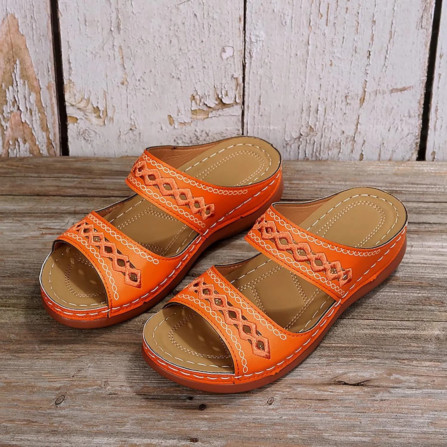 Eduavar Sandals for Women Dressy Summer, Womens Sandals Comfortable Slip On Sandals Open Toe Slip On Walking Sandals Shoes
