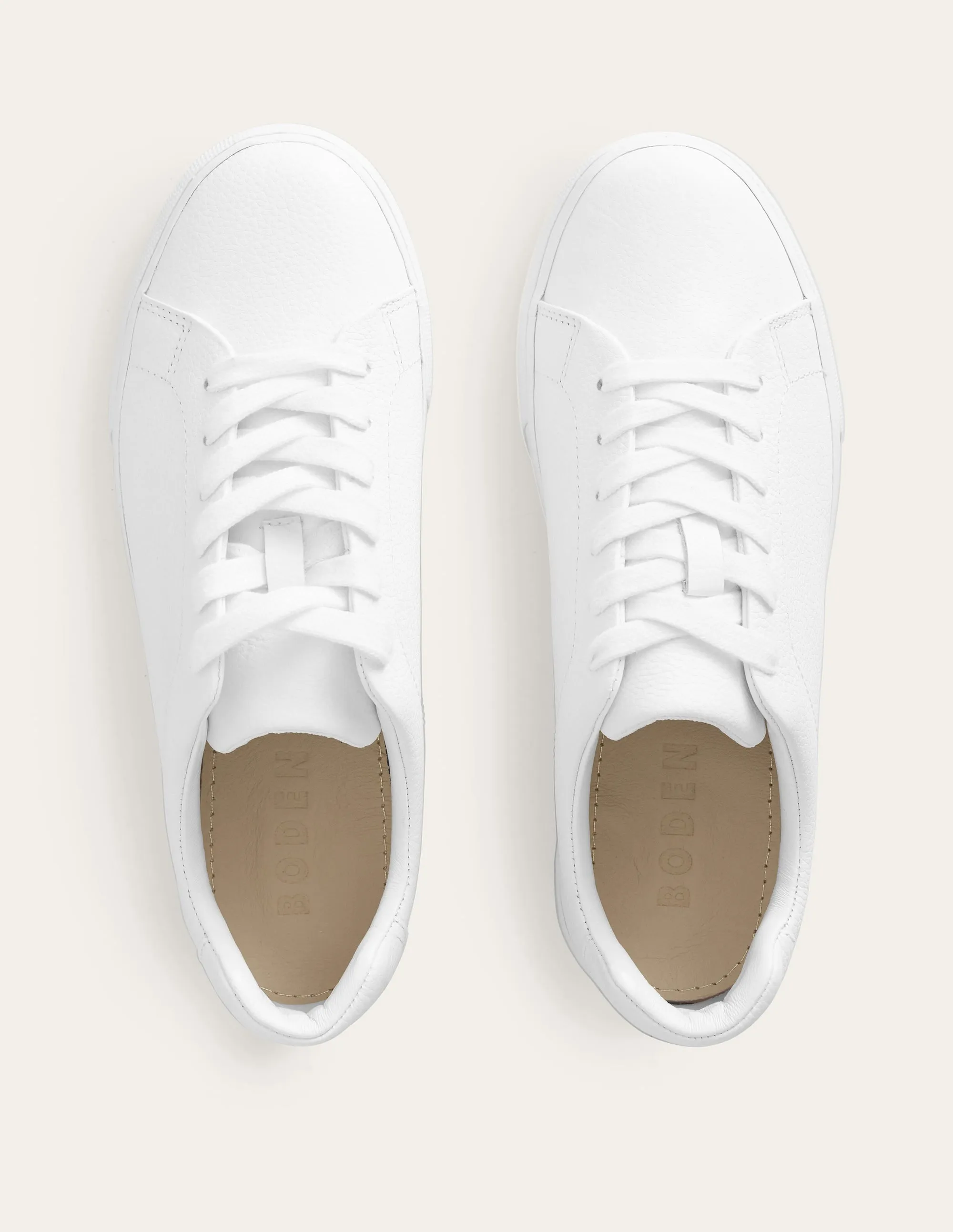 Flatform Trainers-White Tumbled Leather