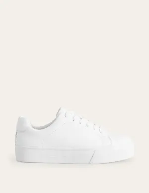 Flatform Trainers-White Tumbled Leather