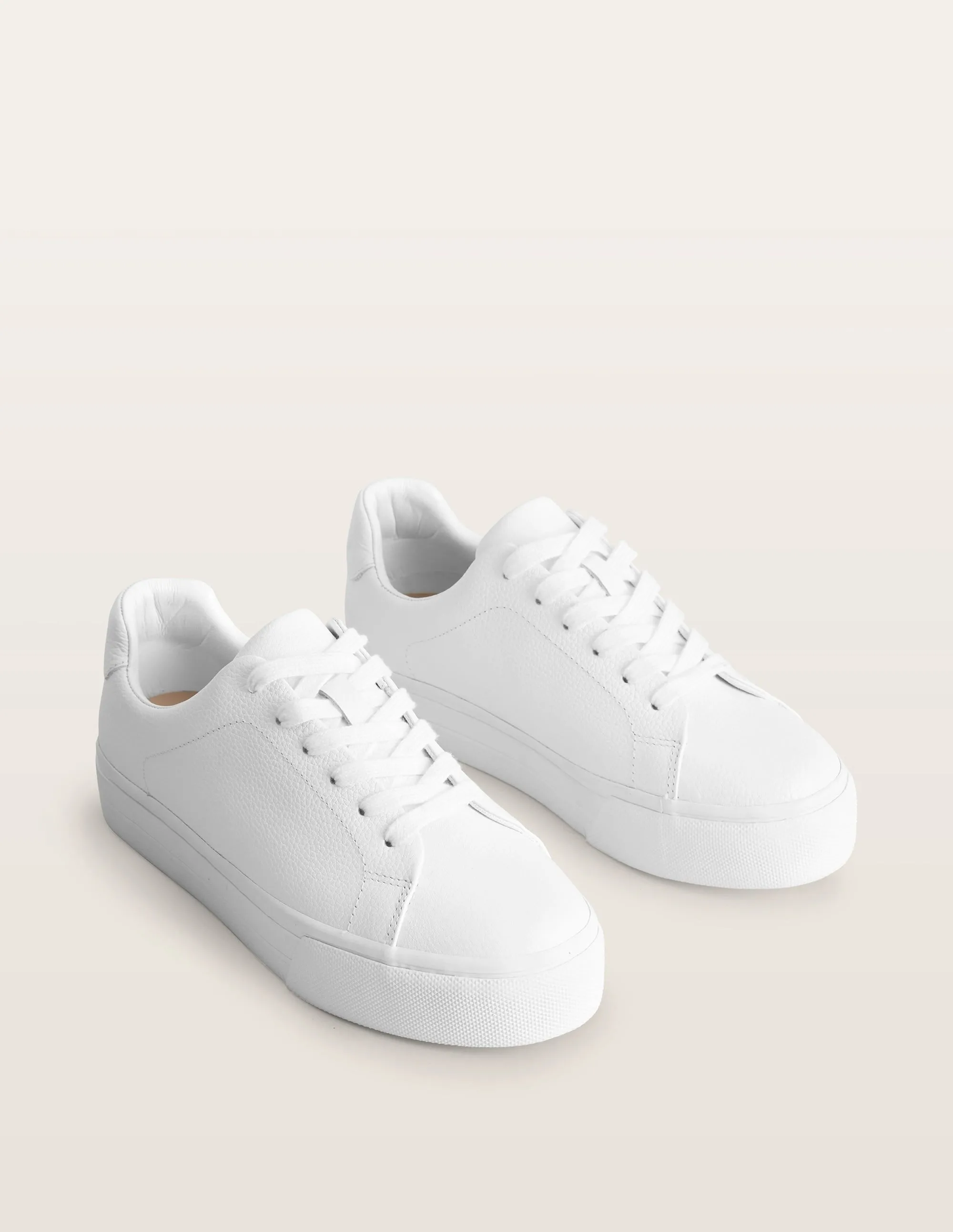 Flatform Trainers-White Tumbled Leather