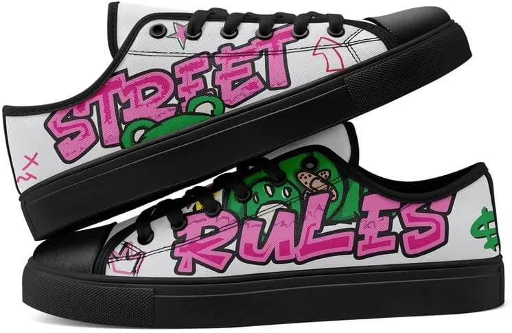 Graffiti Art Low Top Canvas Sneakers Fashion Unisex Streetwear Shoes for Boys Girls Lightweight Casual Footwear