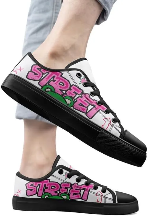 Graffiti Art Low Top Canvas Sneakers Fashion Unisex Streetwear Shoes for Boys Girls Lightweight Casual Footwear