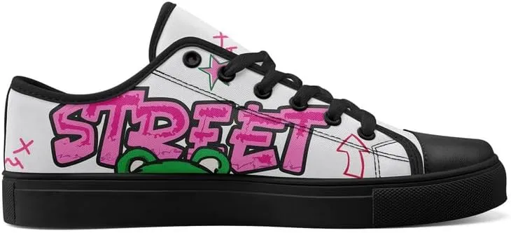 Graffiti Art Low Top Canvas Sneakers Fashion Unisex Streetwear Shoes for Boys Girls Lightweight Casual Footwear