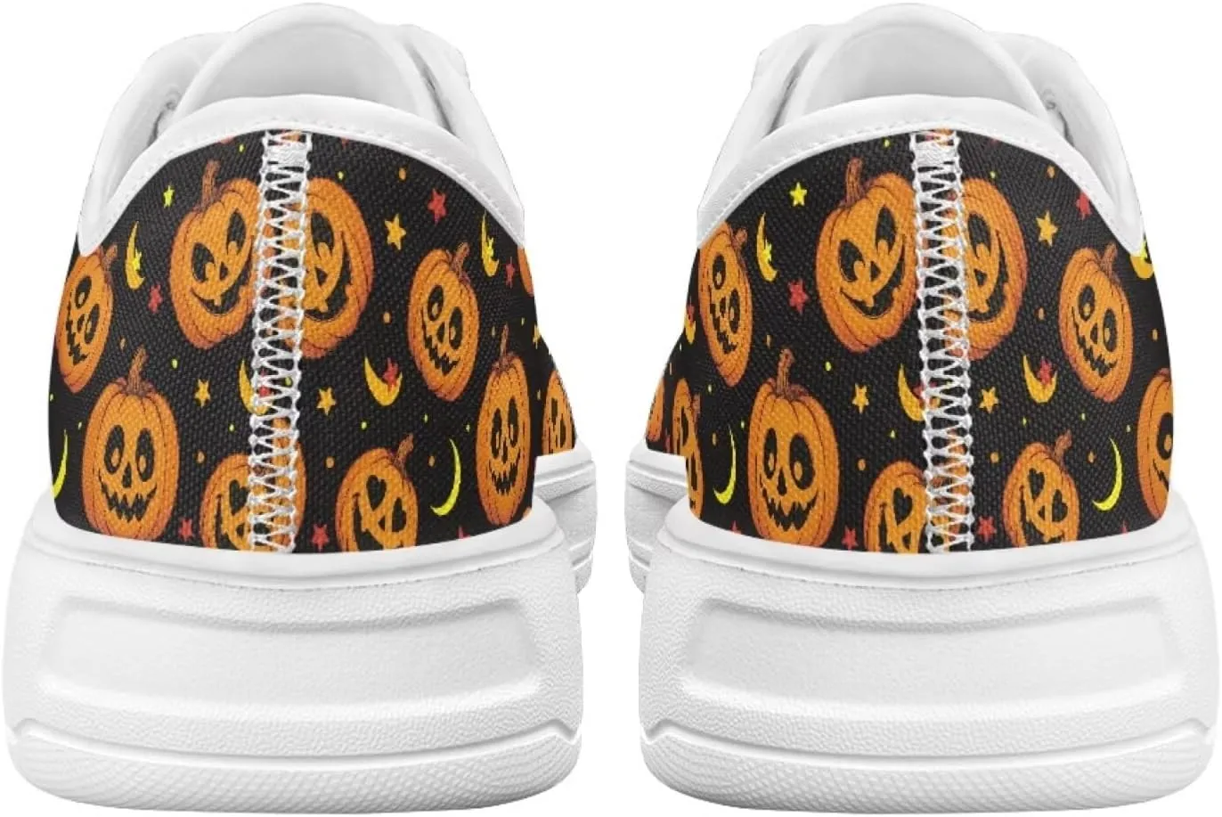 Halloween Womens Canvas Slip On Shoes Fashion Lace Up Sneakers Flats Tennis Shoes Casual Sneakers for Daily Walk