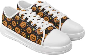 Halloween Womens Canvas Slip On Shoes Fashion Lace Up Sneakers Flats Tennis Shoes Casual Sneakers for Daily Walk