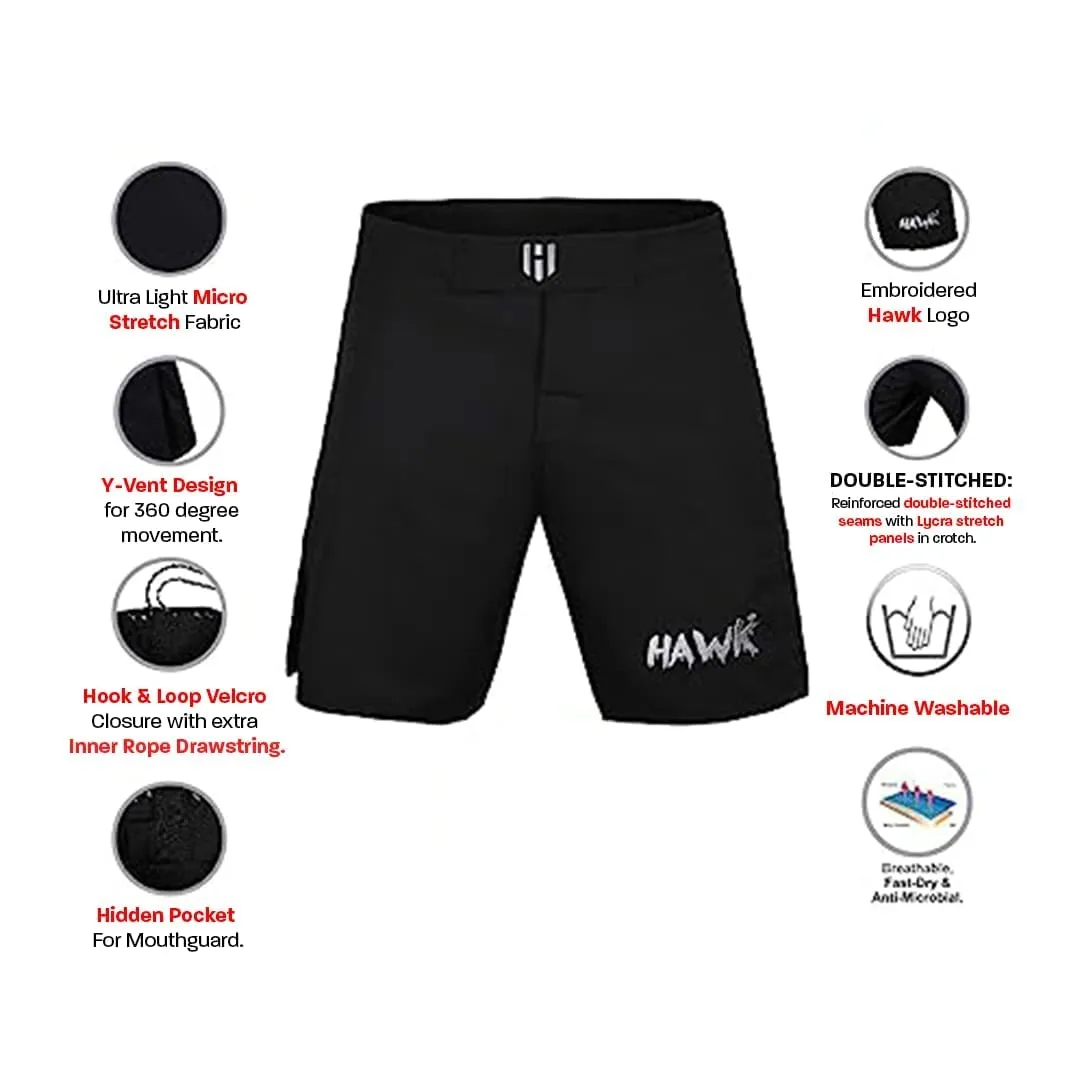 Hawk Sports Athletic Shorts for Men and Women, No Gi MMA Shorts for Peak Performance Boxing, Kickboxing, and Wrestling
