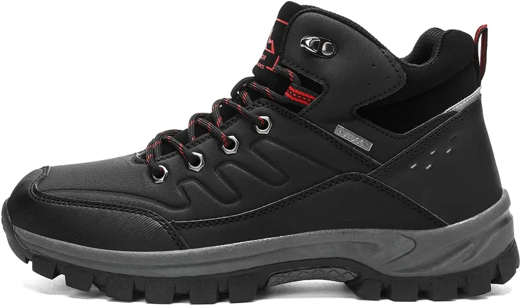 High Top Mens Hiking Shoes Breathable Hiking Sneakers for Men Outdoor Anti Slip Walking Hiking Trailin Lightweight Walking Shoes Ankle Boots Camping Trail Shoes Black