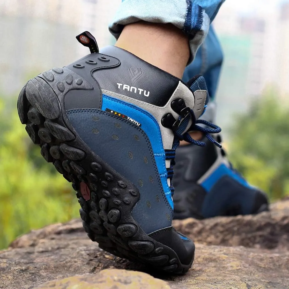 High-top Men's Outdoor Hiking Shoes, Large Size Hiking Shoes, Backpack Travel Shoes Non-Slip, Men's Hiking Boots (Black 40)
