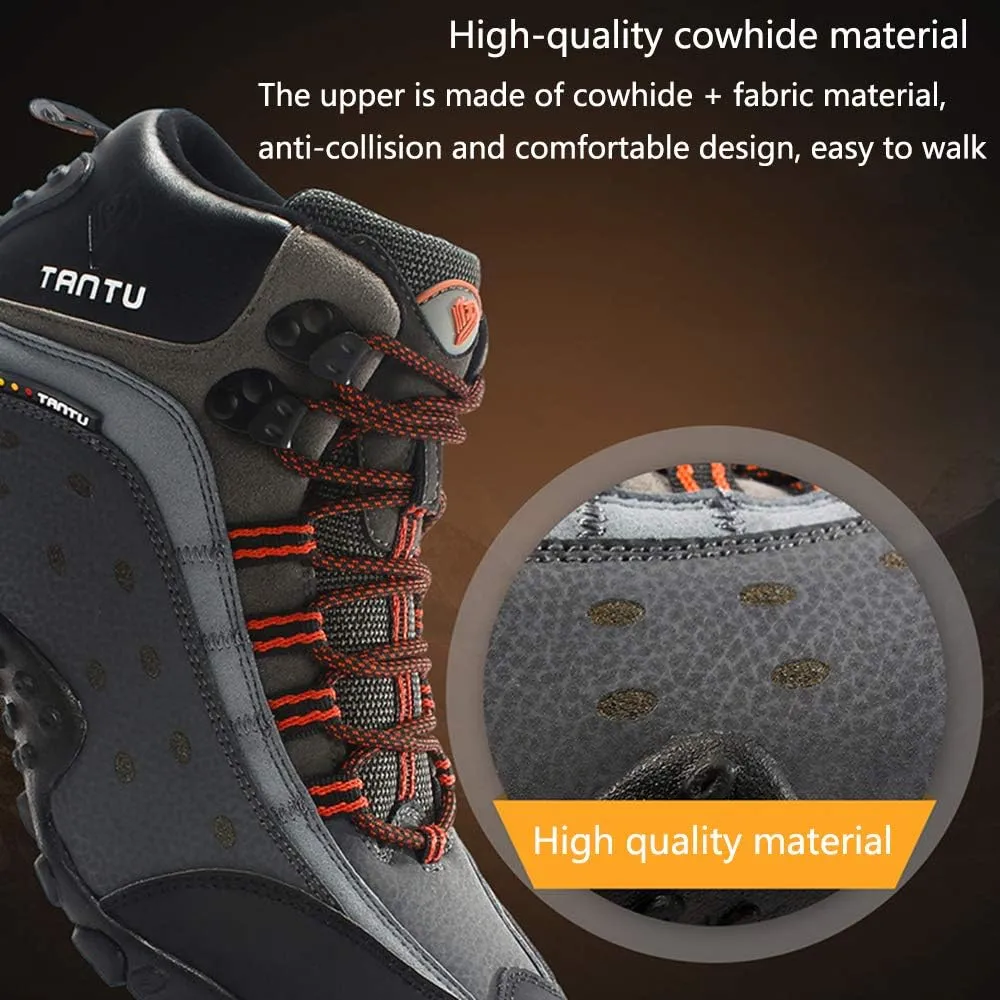High-top Men's Outdoor Hiking Shoes, Large Size Hiking Shoes, Backpack Travel Shoes Non-Slip, Men's Hiking Boots (Black 40)