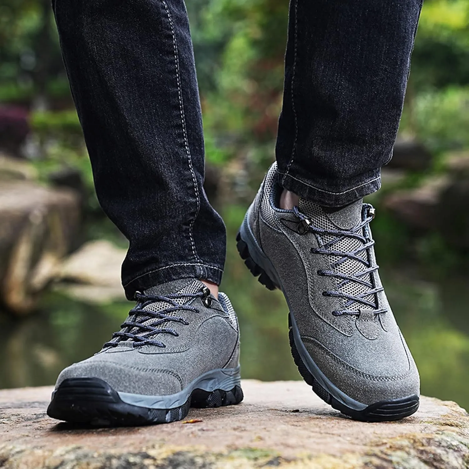 Hiking Shoes Men Outdoor Shoes Non-Slip Trailing Camping Trekking Sneakers Walking Shoes Casual Work Shoes Hiking Sneakers