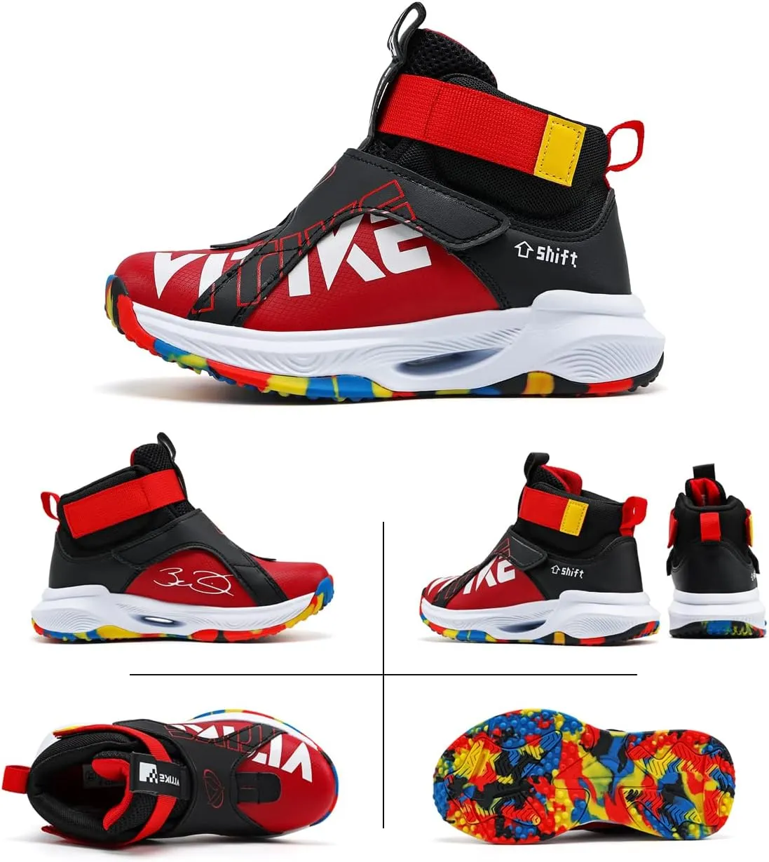 JMFCHI Kids Basketball Shoes High-top Sports Shoes Sneakers Durable Lace-up Non-Slip Running Shoes Secure for Little Kids Big Kids and Boys Girls