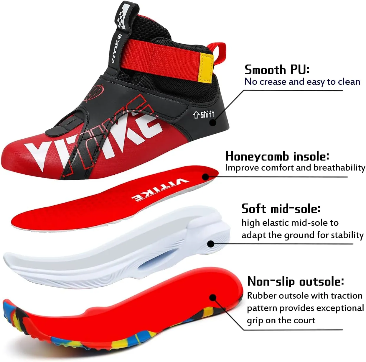 JMFCHI Kids Basketball Shoes High-top Sports Shoes Sneakers Durable Lace-up Non-Slip Running Shoes Secure for Little Kids Big Kids and Boys Girls