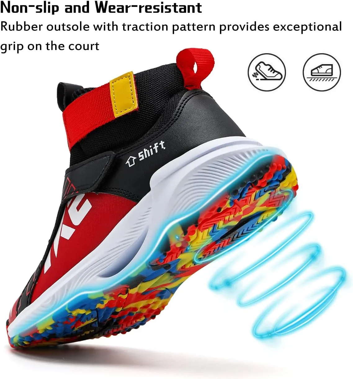JMFCHI Kids Basketball Shoes High-top Sports Shoes Sneakers Durable Lace-up Non-Slip Running Shoes Secure for Little Kids Big Kids and Boys Girls